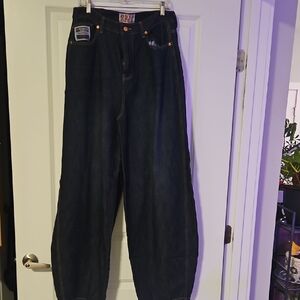 Evisu Dark Blue Wide Leg Jeans